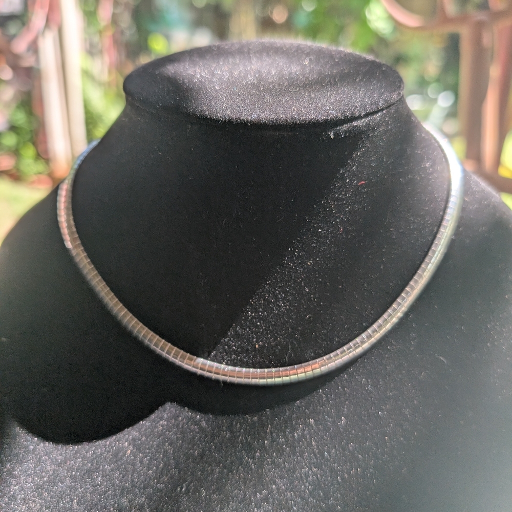 Omega Link Collar Necklace Italy Silver 925 Thick Chain